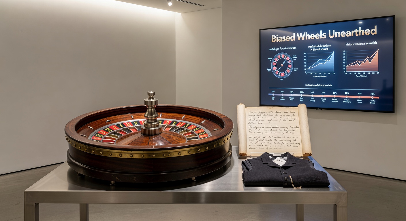 Close-up of a roulette wheel pocket showing wear patterns that contribute to bias