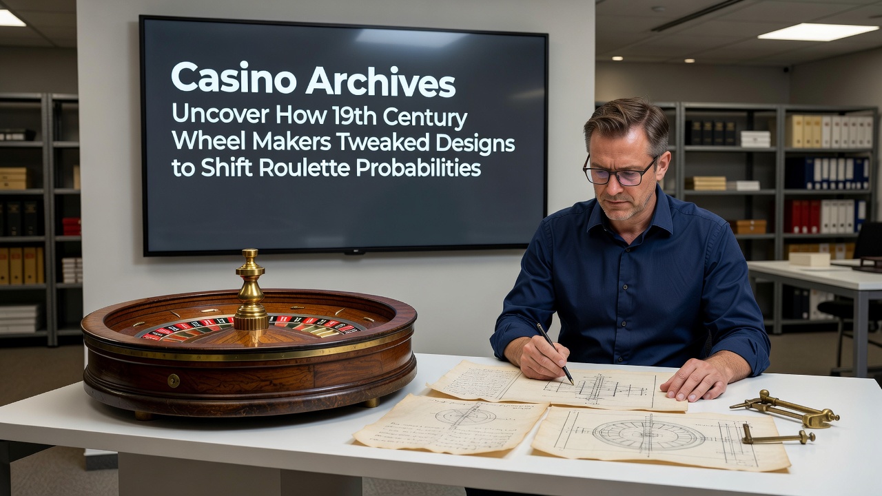 Close-up view of 19th century roulette wheel pocket modifications from French casino records
