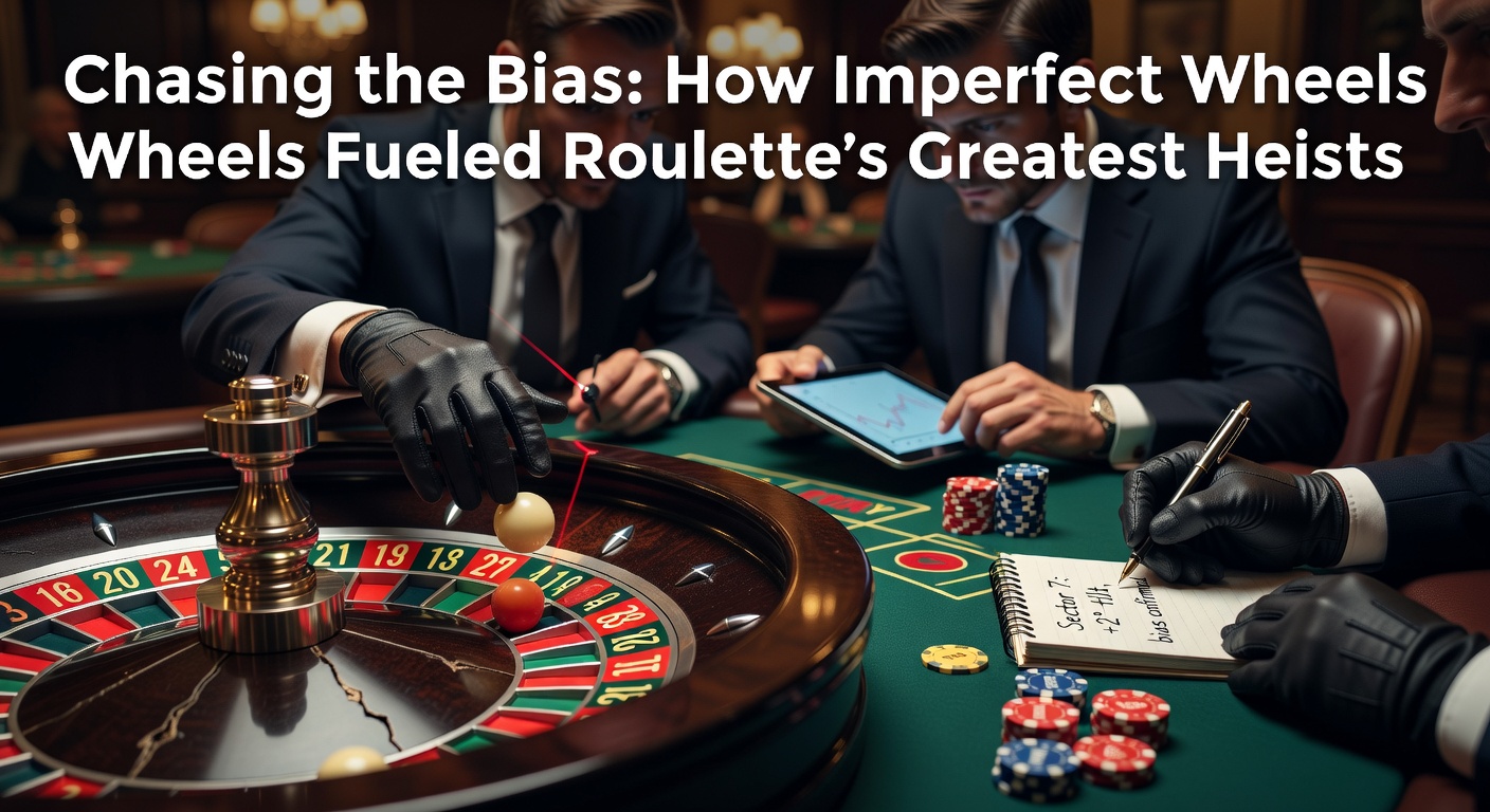 Vintage roulette wheel showing slight tilt and wear from years of play, highlighting mechanical imperfections that savvy players exploited