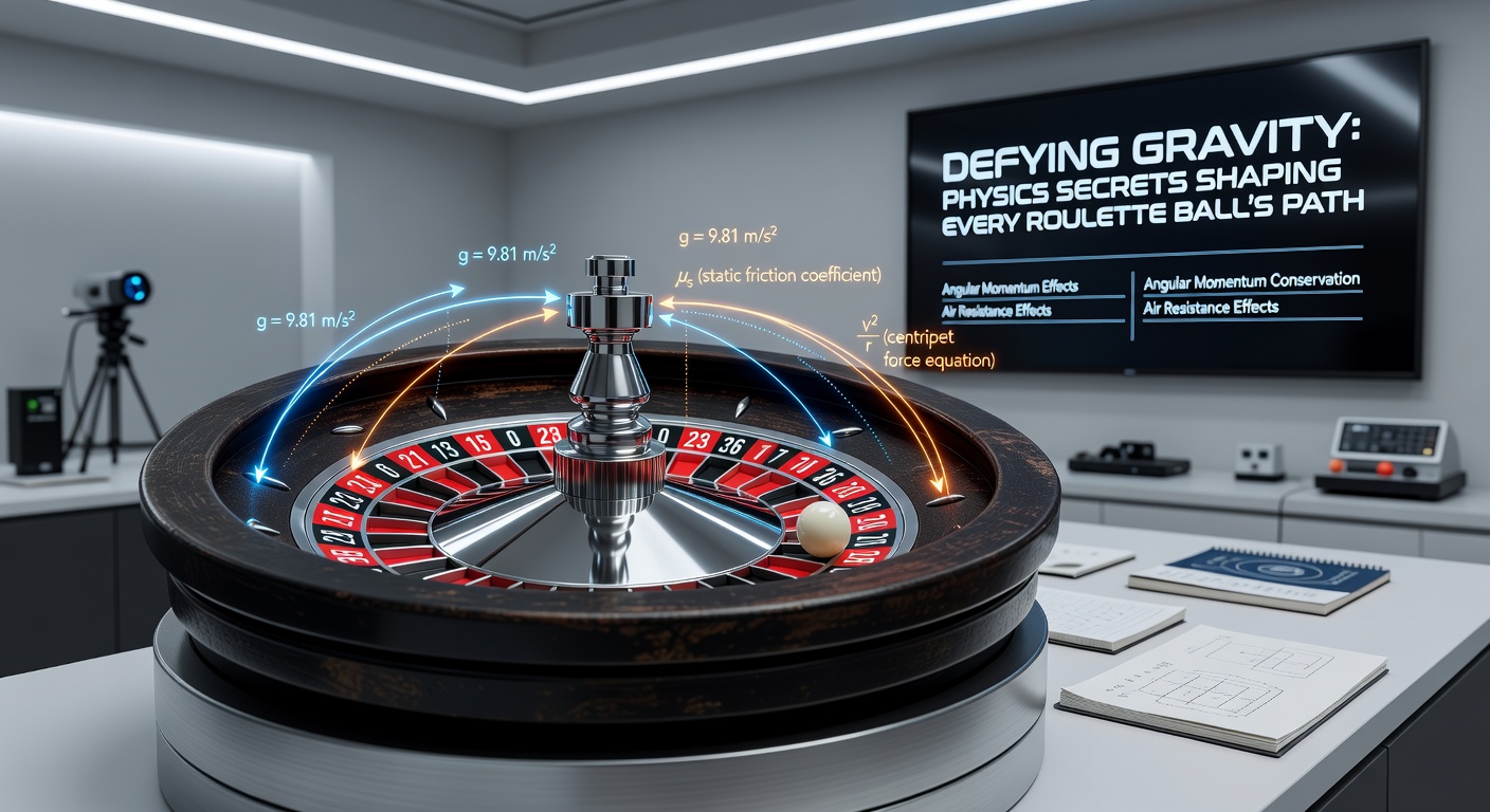 High-speed photograph capturing a roulette ball mid-bounce off a deflector, highlighting friction and gravitational deflection in action