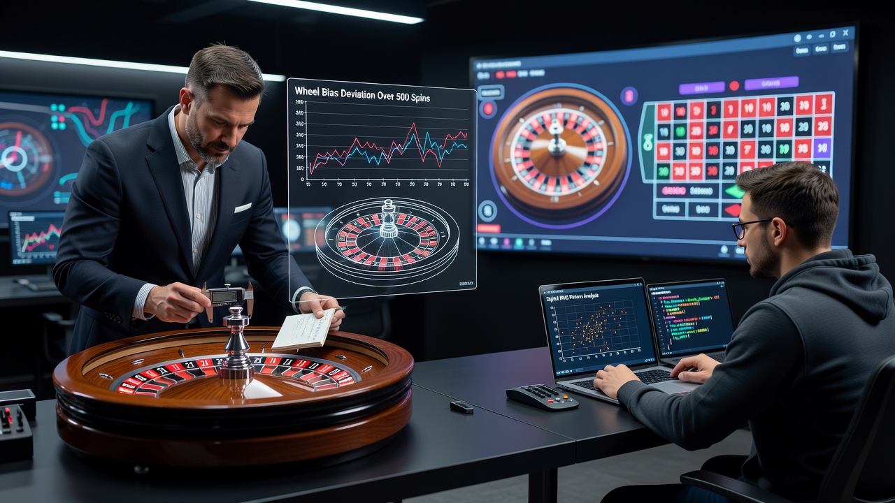 Digital roulette interface displaying spin history data used for bias pattern analysis