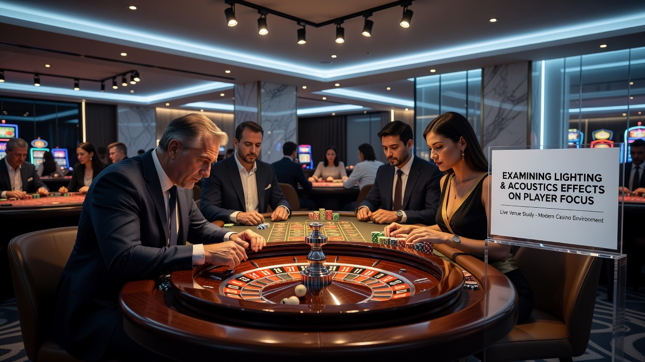 Roulette wheel close-up in a casino setting with controlled acoustic panels visible in background