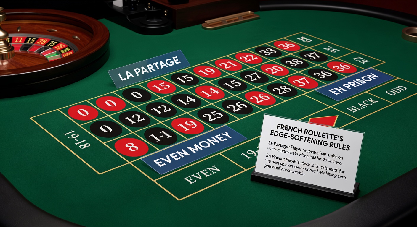 Illustrated diagram of En Prison rule in action, showing locked bet on next spin after zero outcome