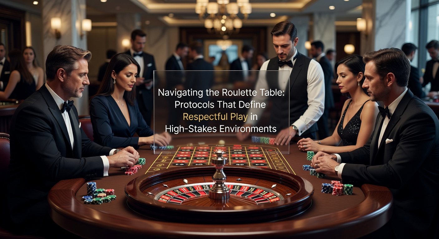 Casino surveillance view showing players maintaining proper etiquette and respectful spacing at a high-limit roulette table