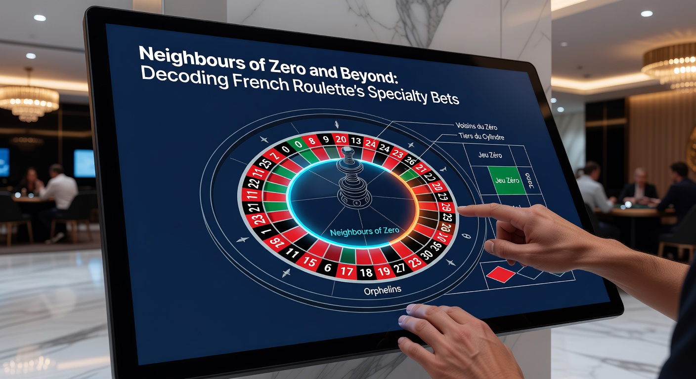 Close-up of a roulette table with chips placed for Voisins du Zéro bet, showing the specific splits and corners around zero