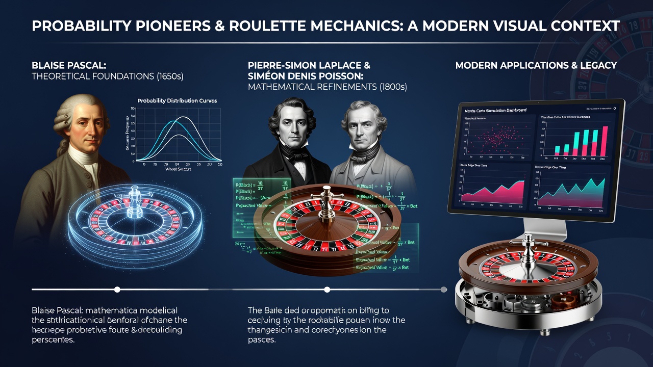 Diagram showing application of probability distributions to roulette wheel segments and outcome frequencies