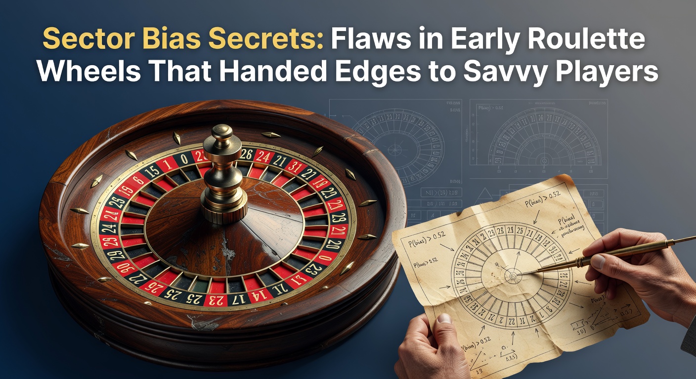 Vintage roulette wheel from the 19th century, highlighting imperfections in pocket alignment that led to sector biases
