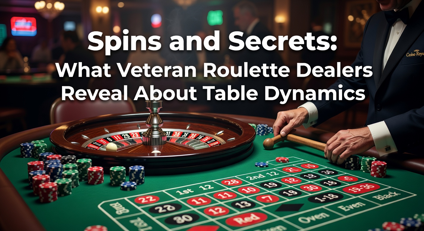 Veteran roulette dealer spinning the wheel at a bustling casino table, capturing the intensity of live play