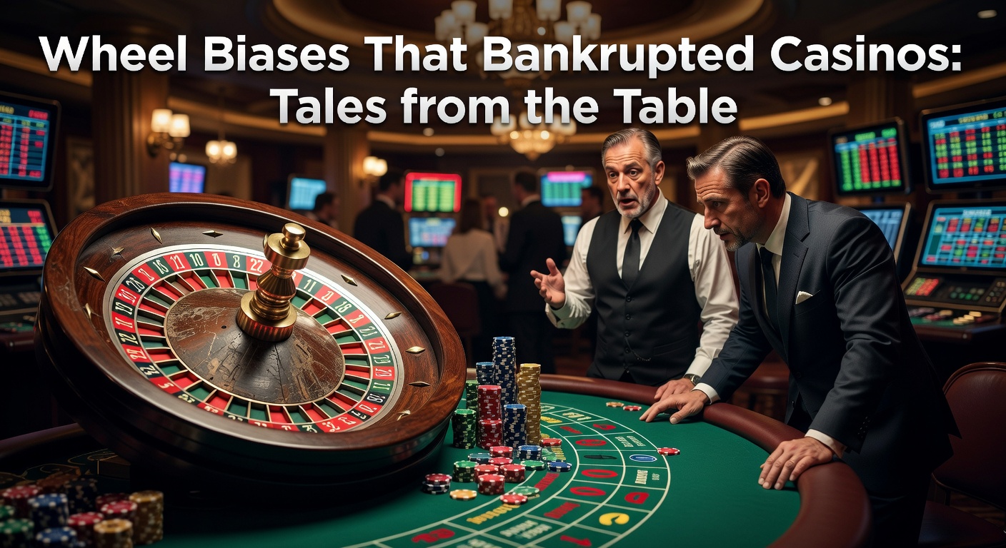 Vintage roulette wheel tilted slightly, illustrating physical imperfections that led to exploitable biases in historic casino games